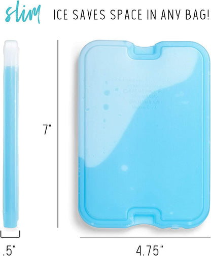 XL Cool Coolers Freezer Slim Ice Pack for Lunch Box, Set of 4, Large, Blue